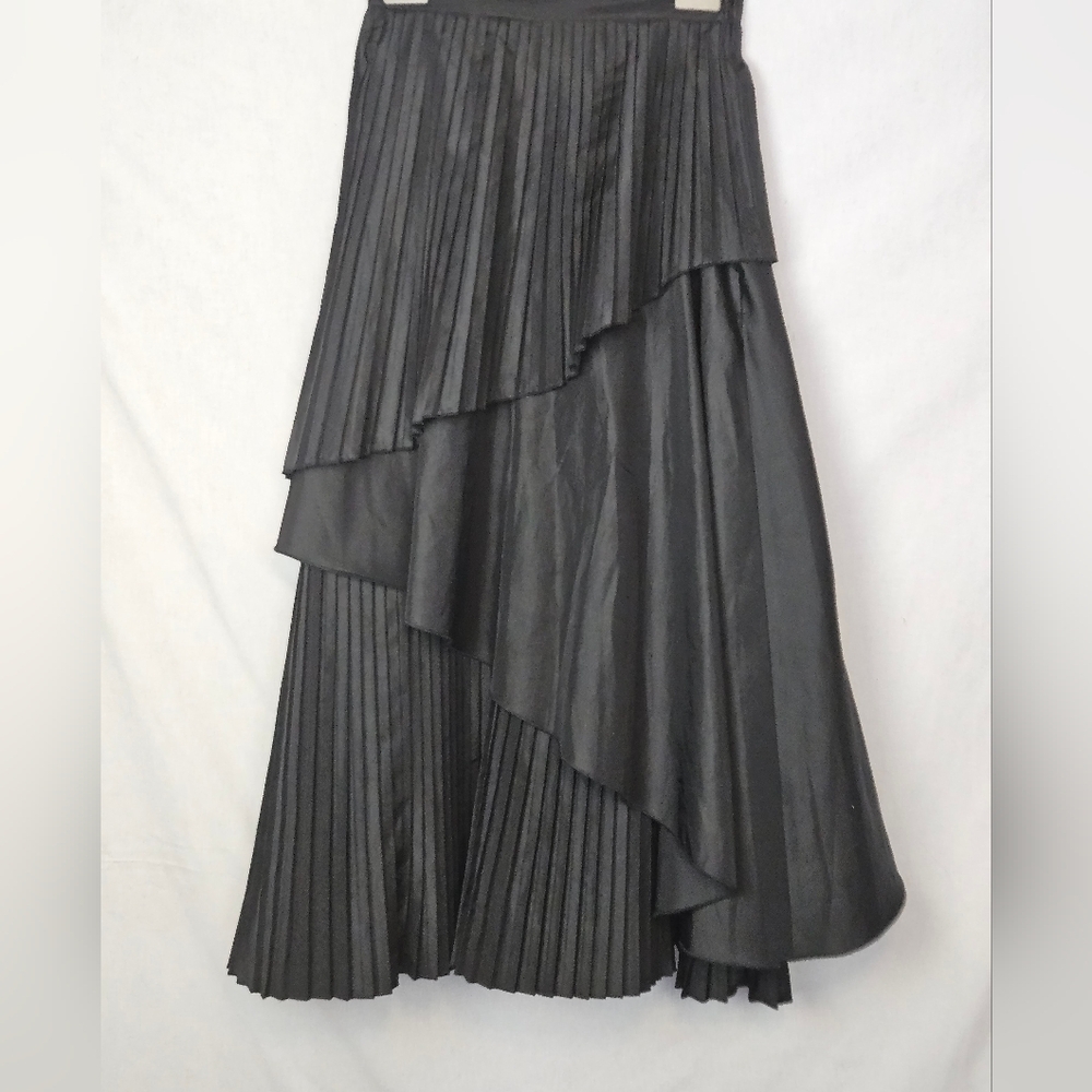 Vintage Tiered Asymmetrical Taffeta Maxi Skirt